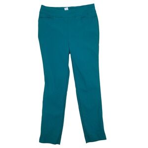 Chicos Brigette Slim Leg Pants Teal Blue Pull On Stretch Size 00R US 2